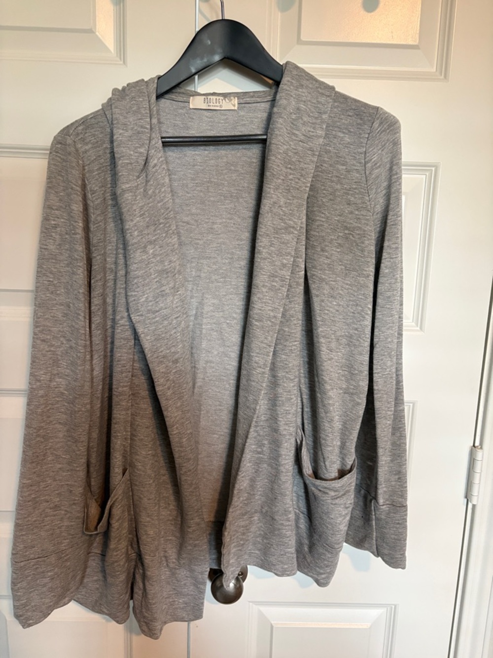 Relaxed Open-Front Women's Cardigan Sweater - Grey